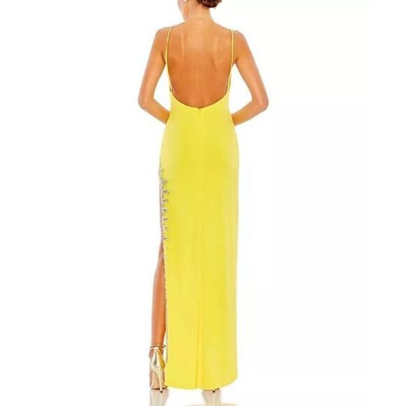 Mac  Duggal Rhinestone Encrusted Side Slit Cami Bodycon Gown NEW - Picture 3 of 9